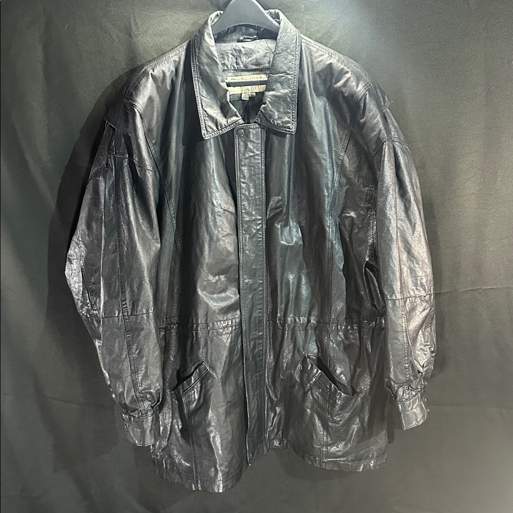 Vintage Comint Black Leather Jacket for Men